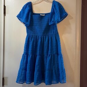 Blue Flowy Dress with Poofy Shoulders Rewind Womens Sz Medium